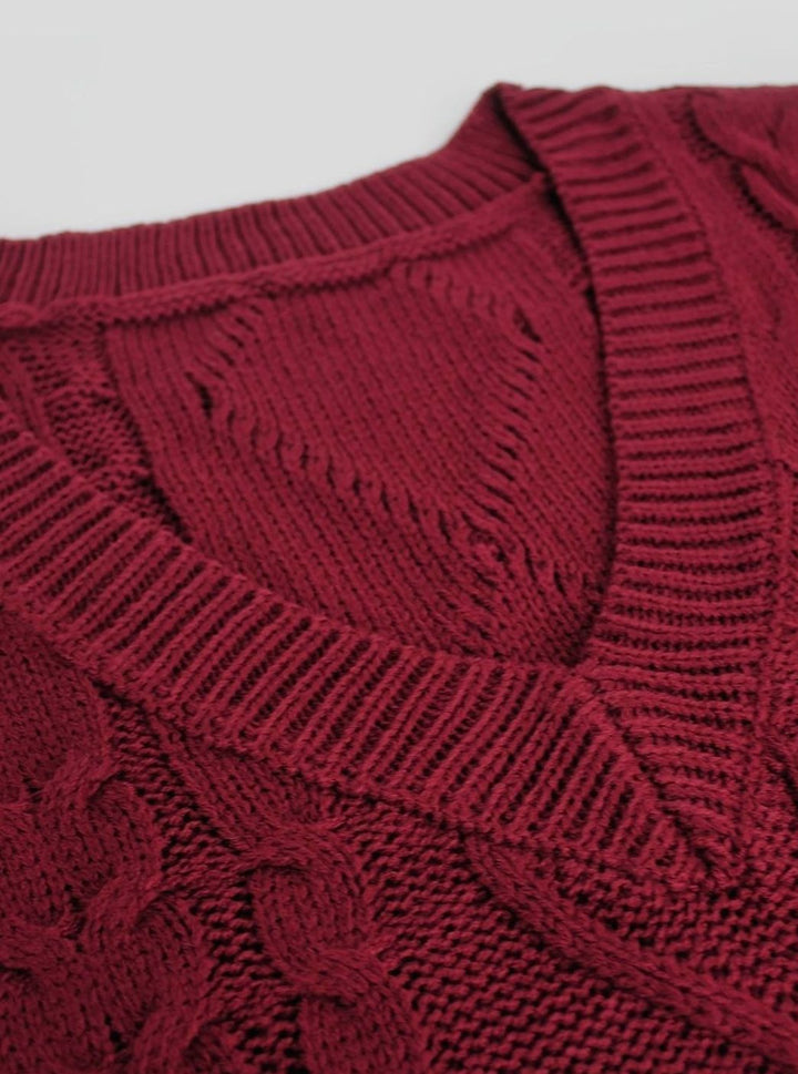 Kimberly | Cozy Oversized Cable Knit V-Neck Sweater Vest