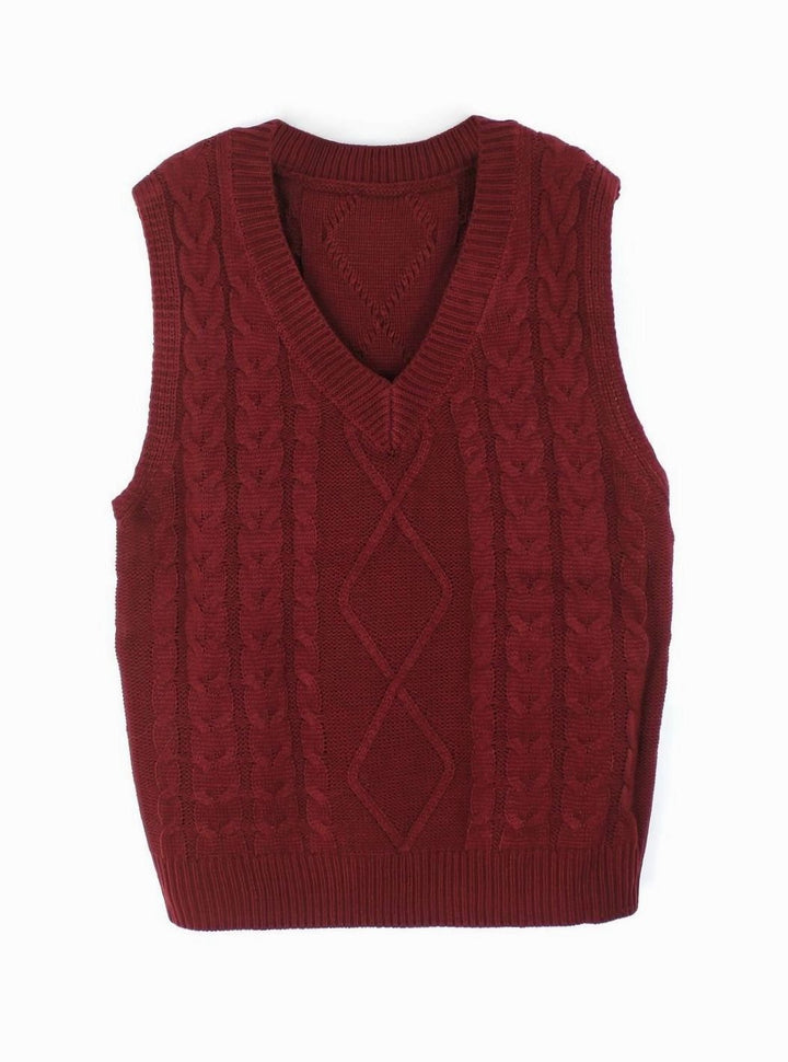 Kimberly | Cozy Oversized Cable Knit V-Neck Sweater Vest