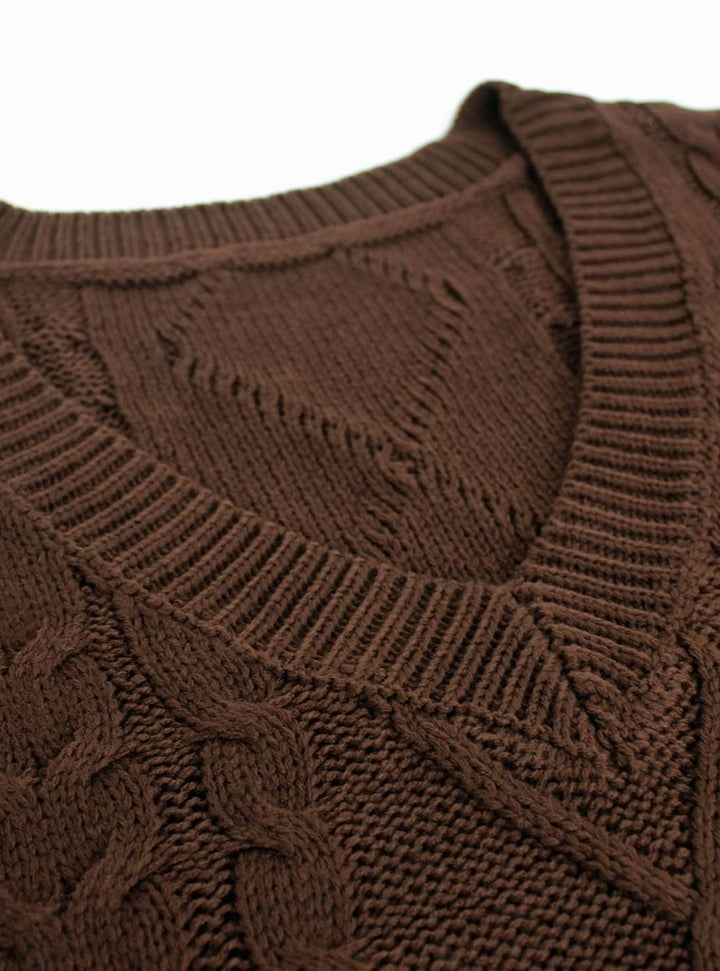 Kimberly | Cozy Oversized Cable Knit V-Neck Sweater Vest