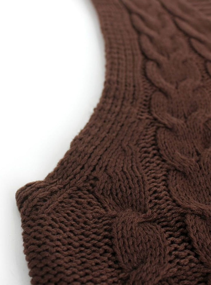 Kimberly | Cozy Oversized Cable Knit V-Neck Sweater Vest