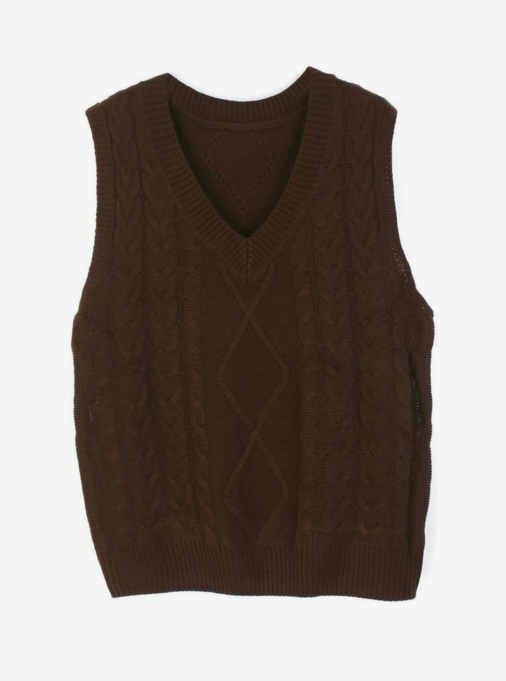 Kimberly | Cozy Oversized Cable Knit V-Neck Sweater Vest