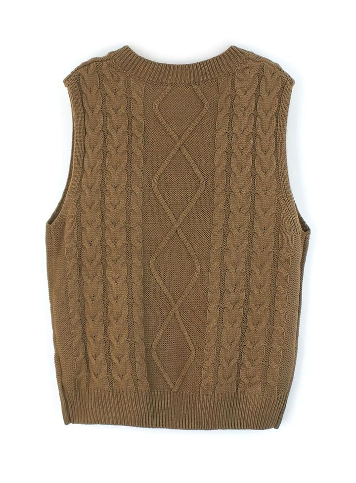 Kimberly | Cozy Oversized Cable Knit V-Neck Sweater Vest