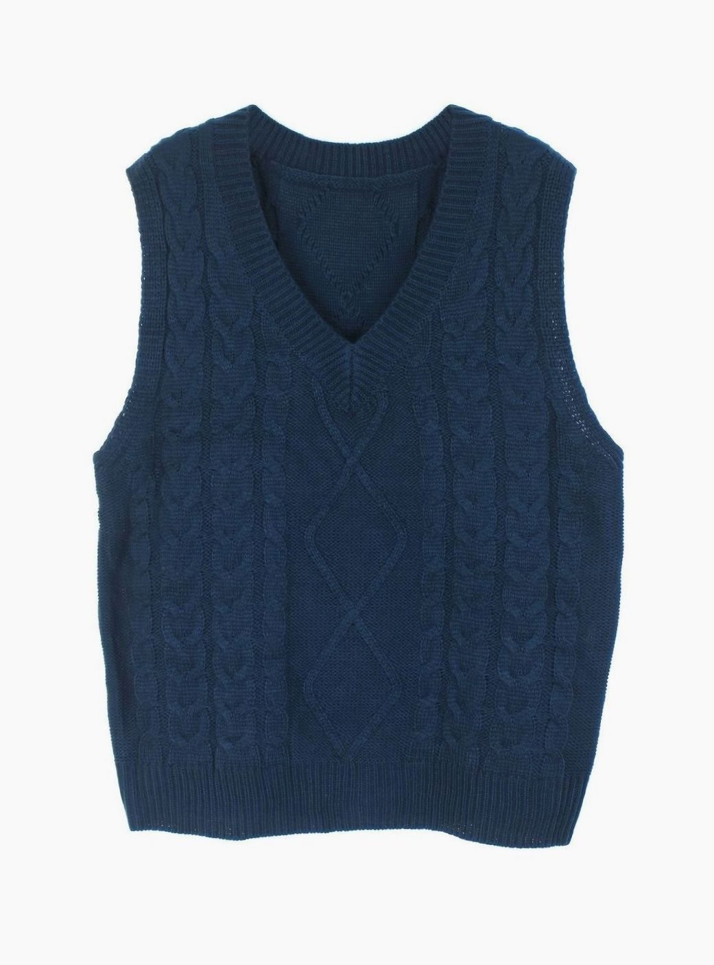 Kimberly | Cozy Oversized Cable Knit V-Neck Sweater Vest