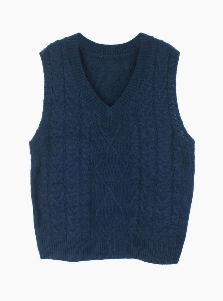 Kimberly | Cozy Oversized Cable Knit V-Neck Sweater Vest