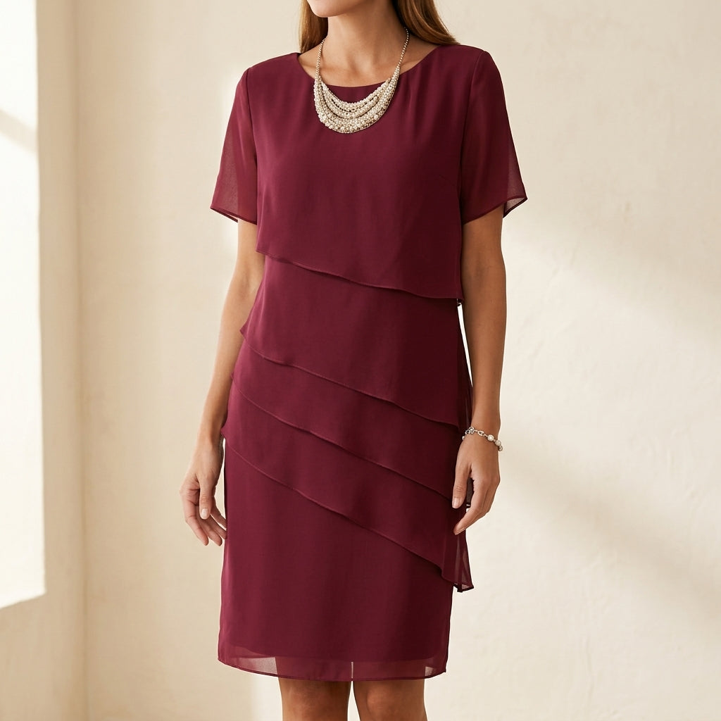 Kimberly | Cozy Tiered Fall Wedding Guest Midi Dress