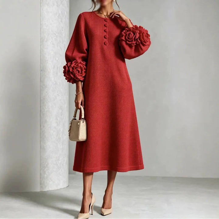 Kimberly | Timeless Waffle Knit Button Front Sweater Dress