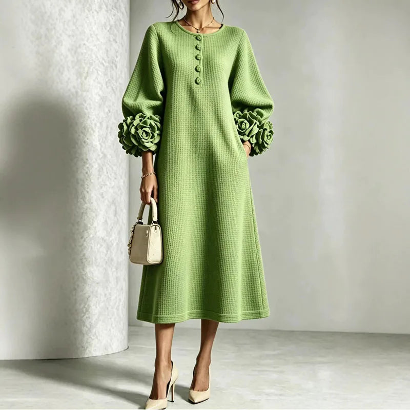 Kimberly | Timeless Waffle Knit Button Front Sweater Dress