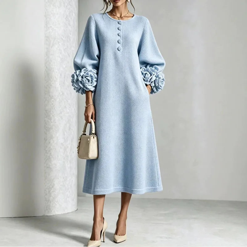Kimberly | Timeless Waffle Knit Button Front Sweater Dress