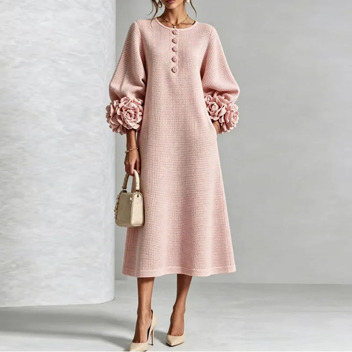 Kimberly | Timeless Waffle Knit Button Front Sweater Dress