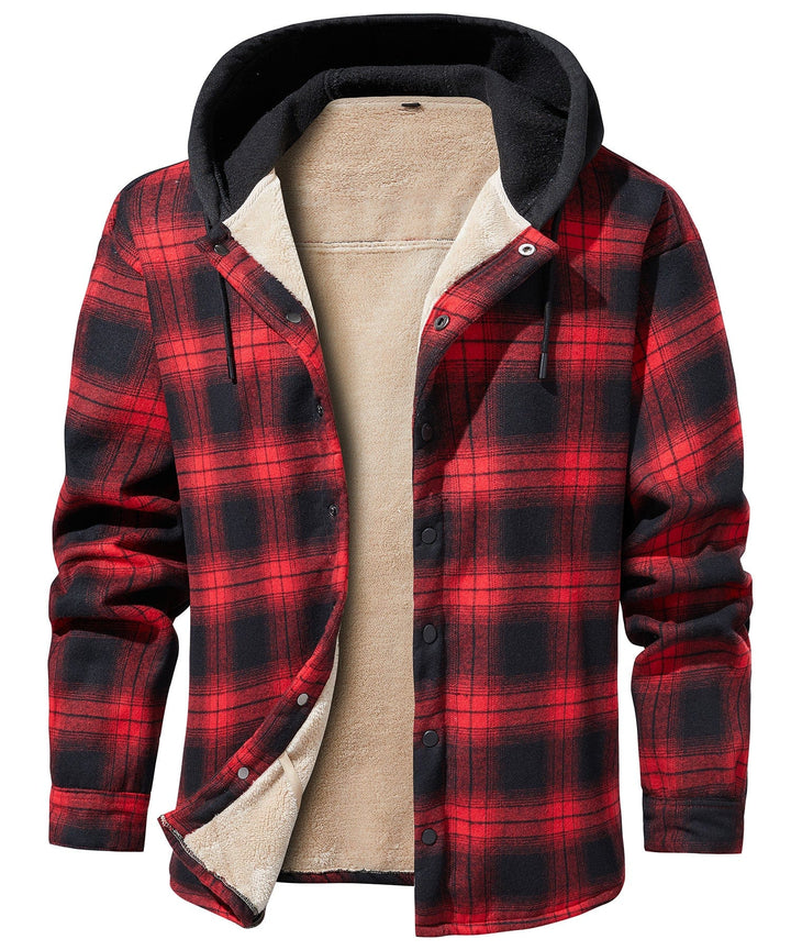 Larry | Classic Sherpa-Lined Hooded Plaid Flannel Jacket