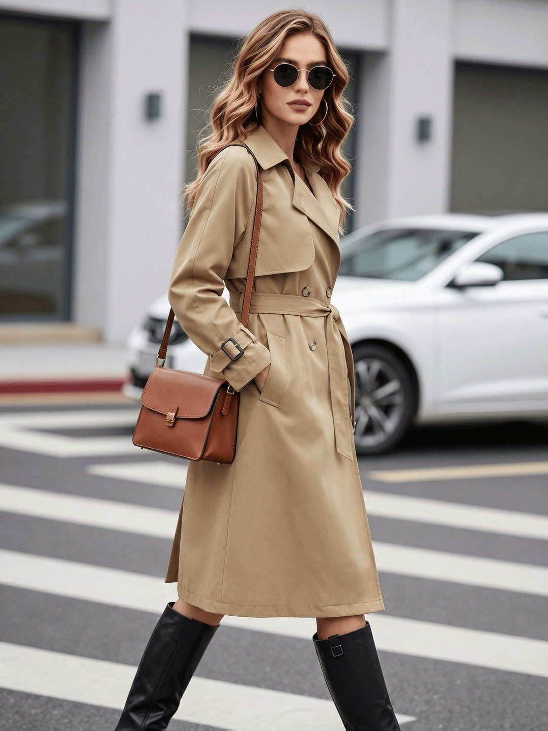 Laura | Chic Belted Double-Breasted Trench Coat