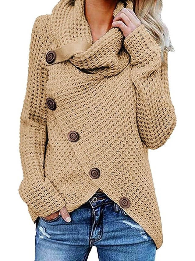 Laura | Classic Asymmetric Chunky Knit Turtleneck Sweater