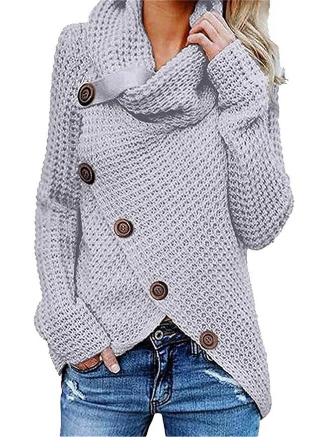 Laura | Classic Asymmetric Chunky Knit Turtleneck Sweater
