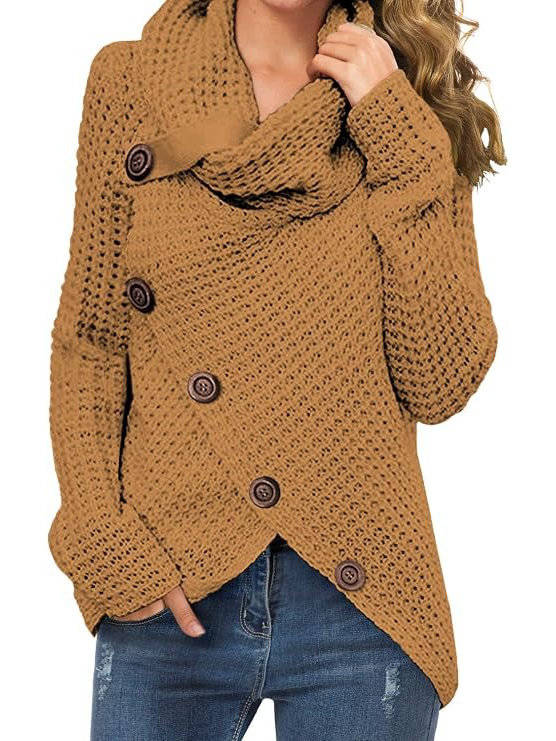 Laura | Classic Asymmetric Chunky Knit Turtleneck Sweater