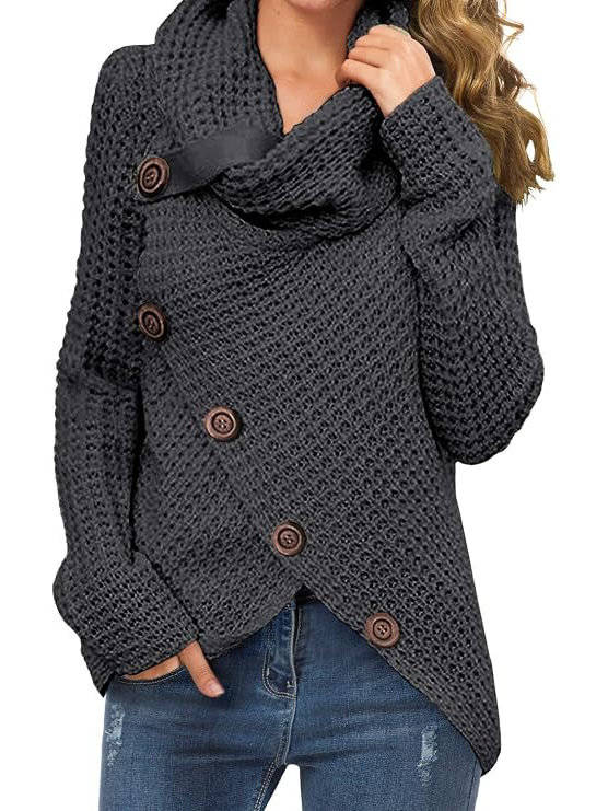 Laura | Classic Asymmetric Chunky Knit Turtleneck Sweater