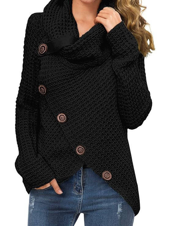 Laura | Classic Asymmetric Chunky Knit Turtleneck Sweater