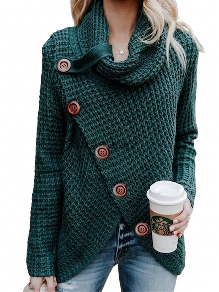 Laura | Classic Asymmetric Chunky Knit Turtleneck Sweater