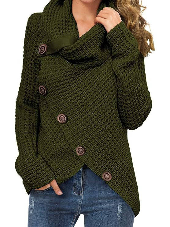 Laura | Classic Asymmetric Chunky Knit Turtleneck Sweater