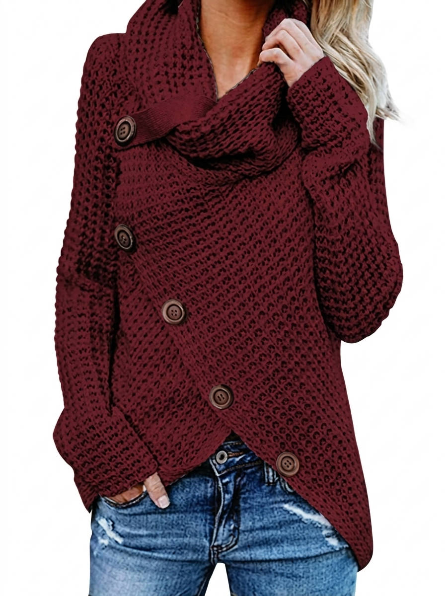 Laura | Classic Asymmetric Chunky Knit Turtleneck Sweater