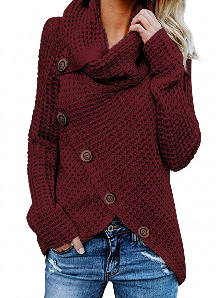 Laura | Classic Asymmetric Chunky Knit Turtleneck Sweater