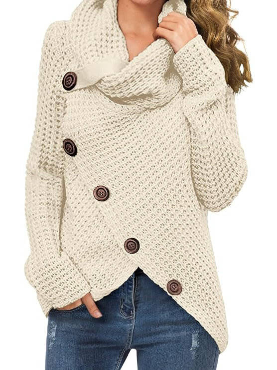 Laura | Classic Asymmetric Chunky Knit Turtleneck Sweater