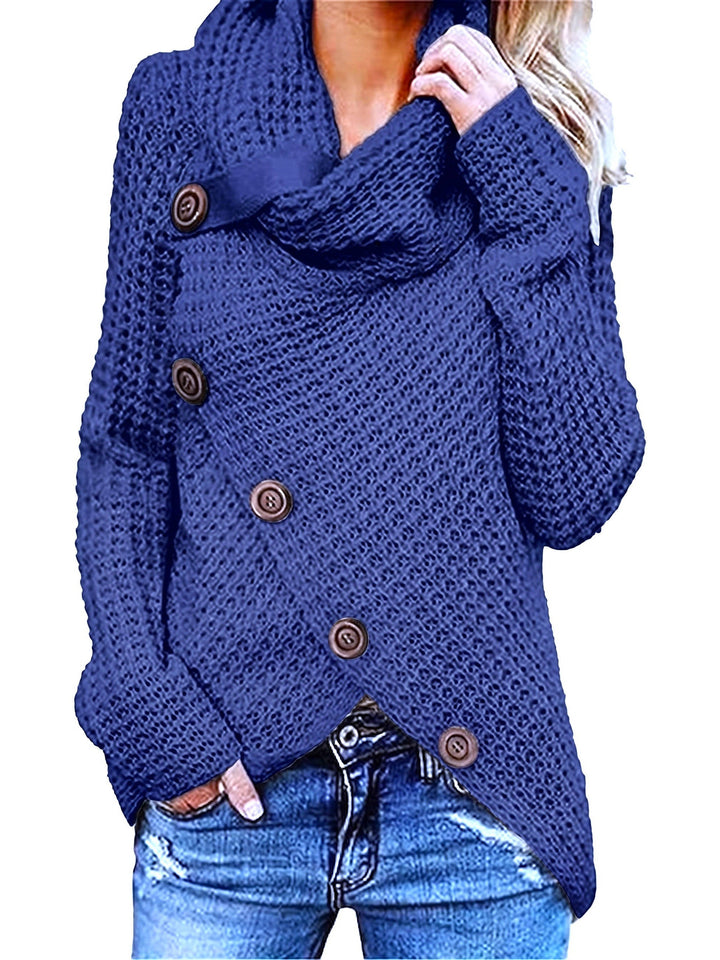 Laura | Classic Asymmetric Chunky Knit Turtleneck Sweater