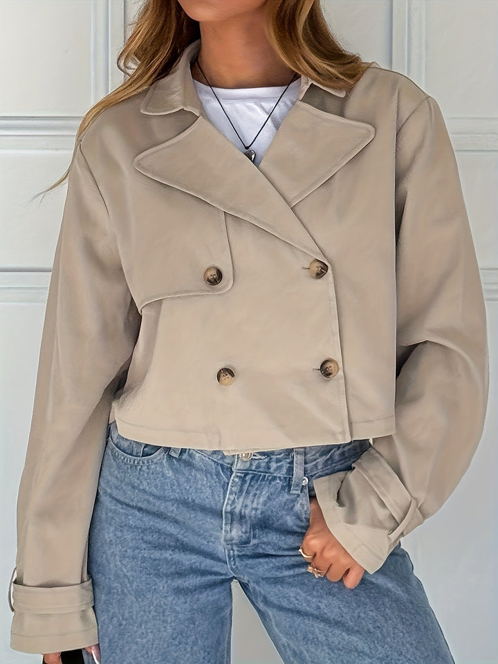 Laura | Cozy Cropped Pea Coat with Notch Lapel