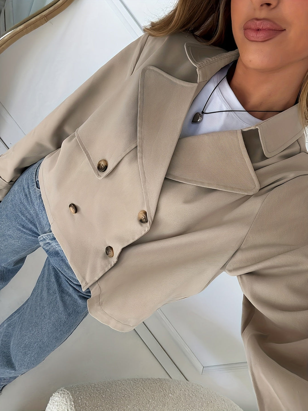 Laura | Cozy Cropped Pea Coat with Notch Lapel