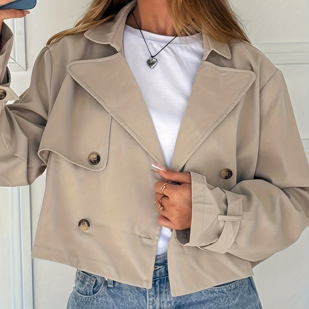 Laura | Cozy Cropped Pea Coat with Notch Lapel