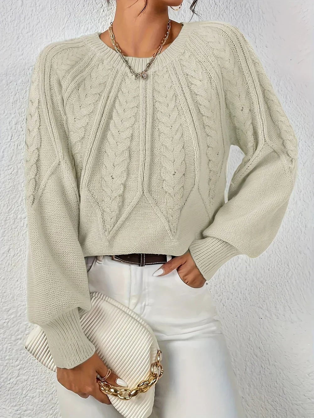 Laura | Refined Womens Chunky Cable Knit Pullover Sweater