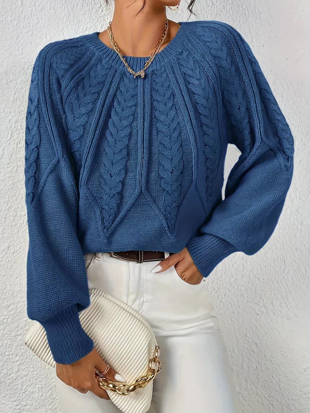 Laura | Refined Womens Chunky Cable Knit Pullover Sweater