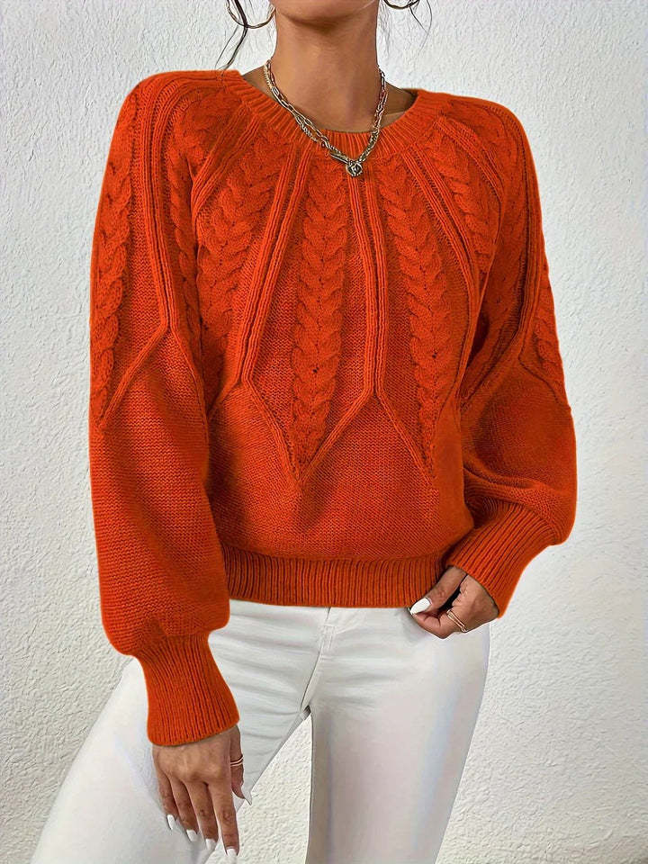 Laura | Refined Womens Chunky Cable Knit Pullover Sweater