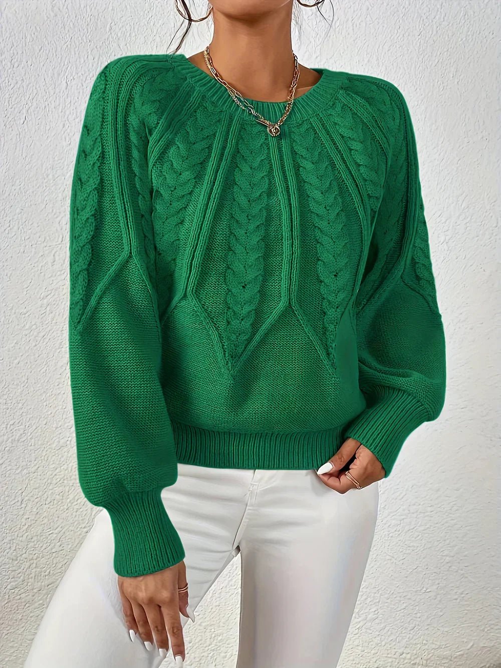 Laura | Refined Womens Chunky Cable Knit Pullover Sweater