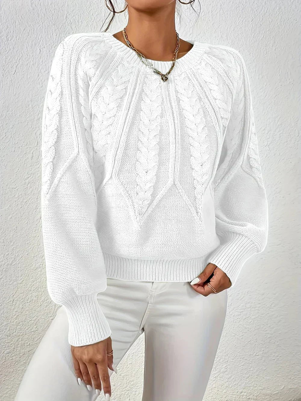 Laura | Refined Womens Chunky Cable Knit Pullover Sweater