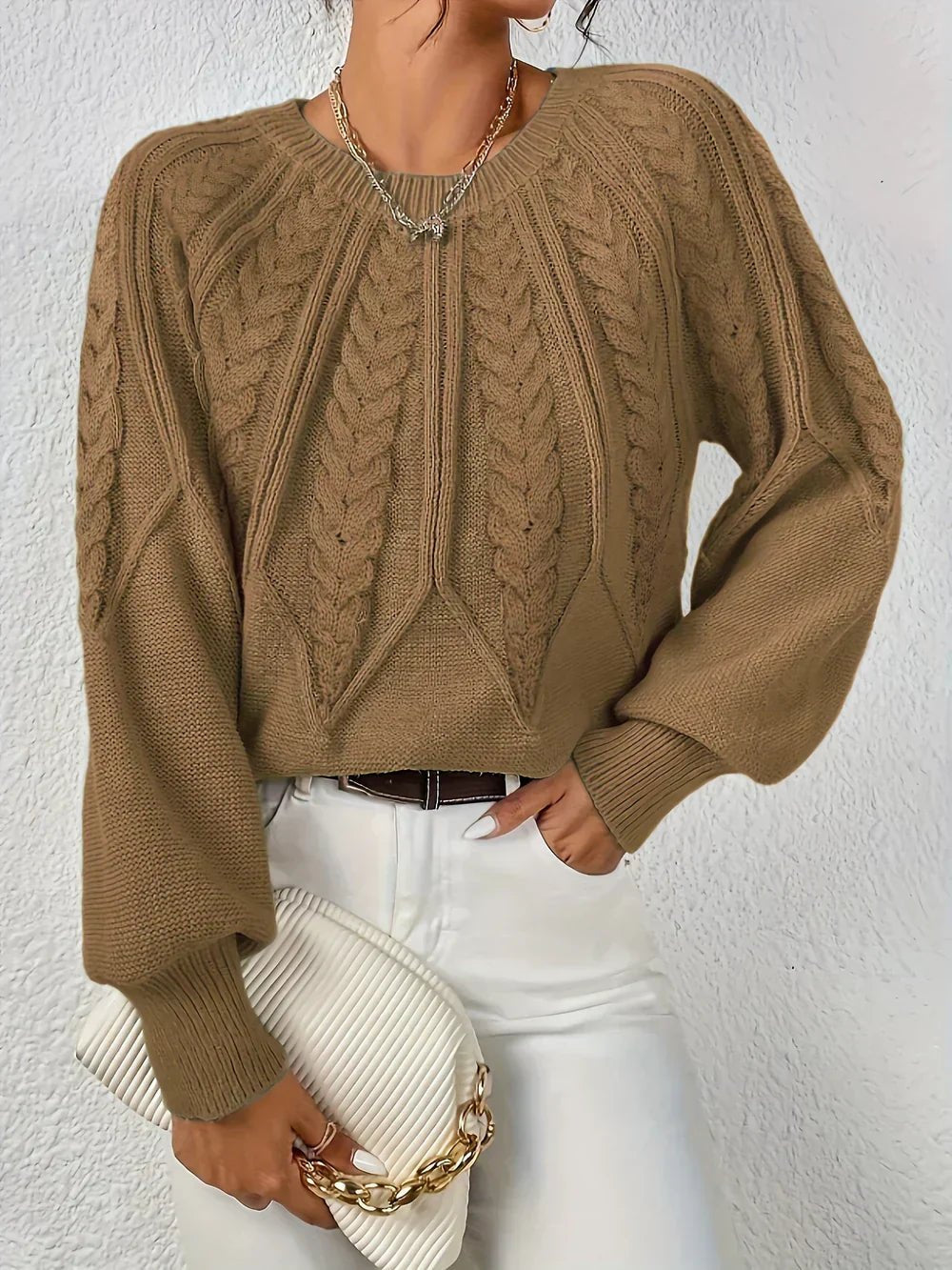 Laura | Refined Womens Chunky Cable Knit Pullover Sweater