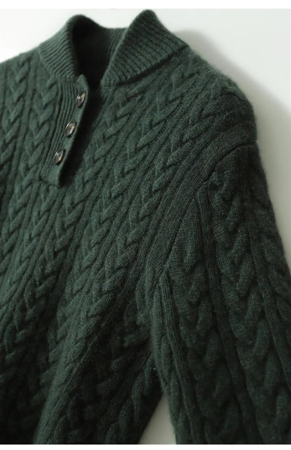 Laura | Relaxed Cable Knit Button-Up Turtleneck Sweater