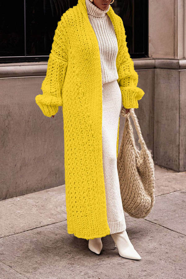 Laura | Relaxed Chunky Knit Sweater Cardigan with Long Open Front