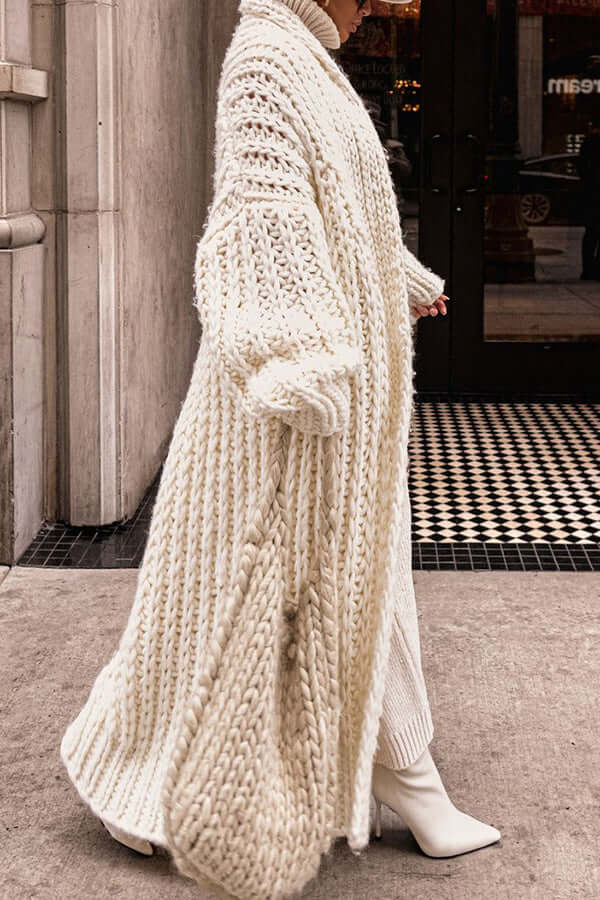 Laura | Relaxed Chunky Knit Sweater Cardigan with Long Open Front