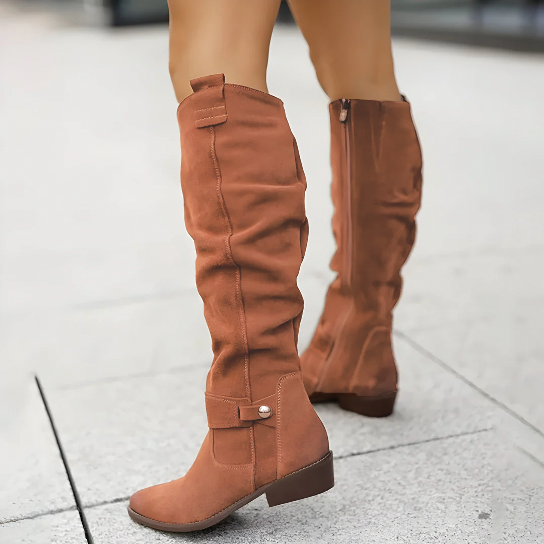 Laura | Relaxed Slouchy Knee High Boots with Block Heel