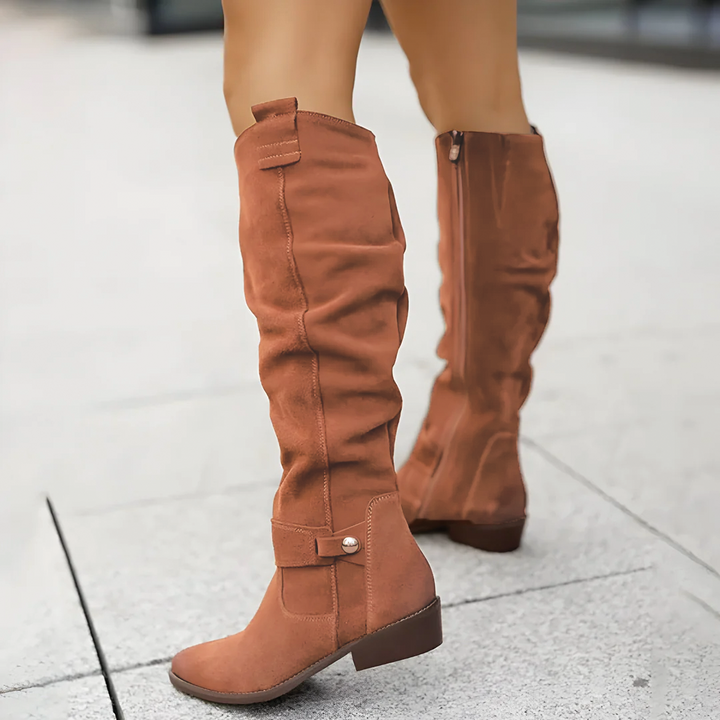 Laura | Relaxed Slouchy Knee High Boots with Block Heel
