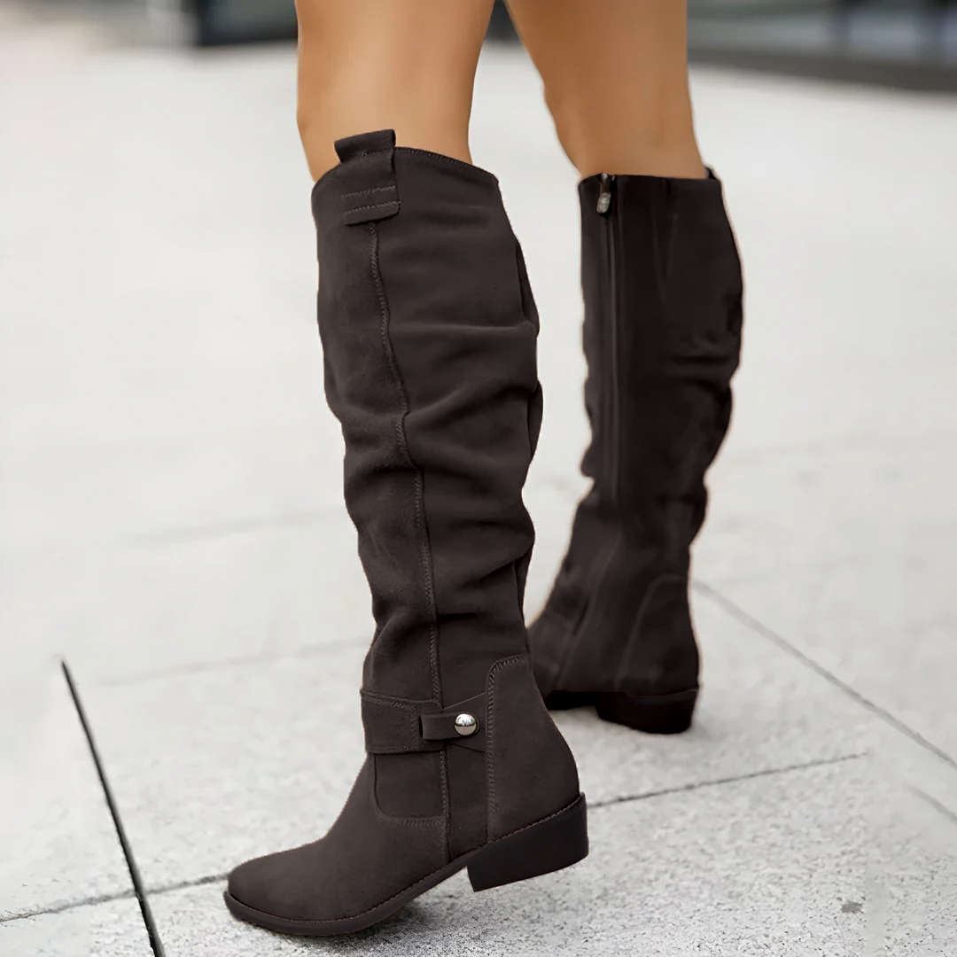 Laura | Relaxed Slouchy Knee High Boots with Block Heel