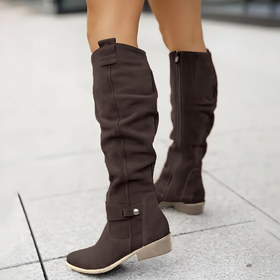 Laura | Relaxed Slouchy Knee High Boots with Block Heel