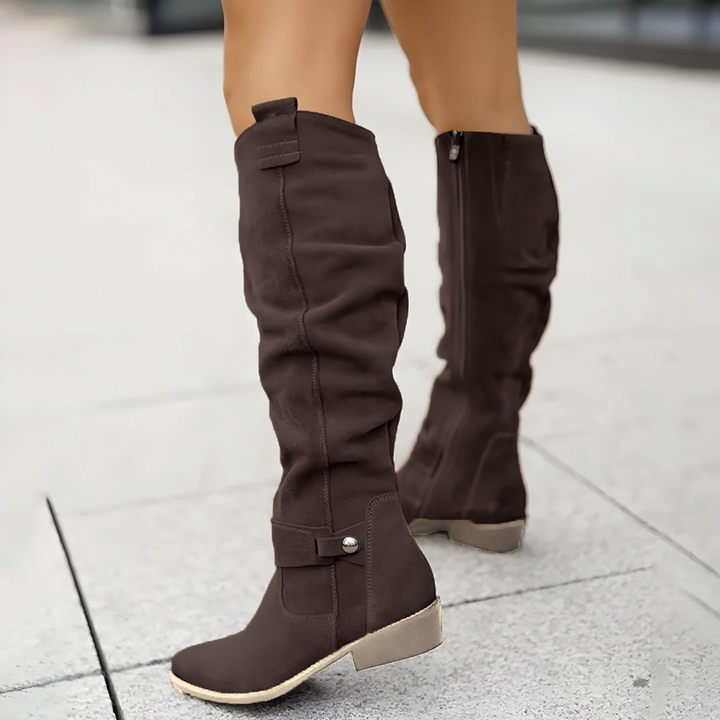 Laura | Relaxed Slouchy Knee High Boots with Block Heel