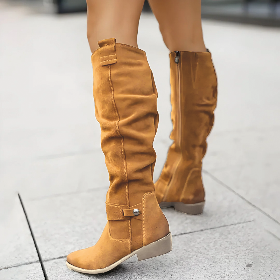 Laura | Relaxed Slouchy Knee High Boots with Block Heel