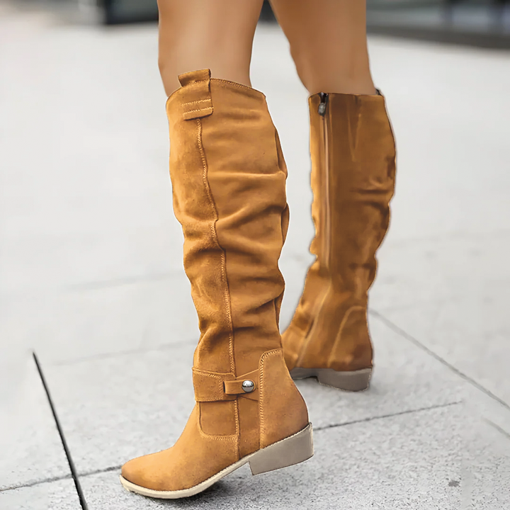 Laura | Relaxed Slouchy Knee High Boots with Block Heel