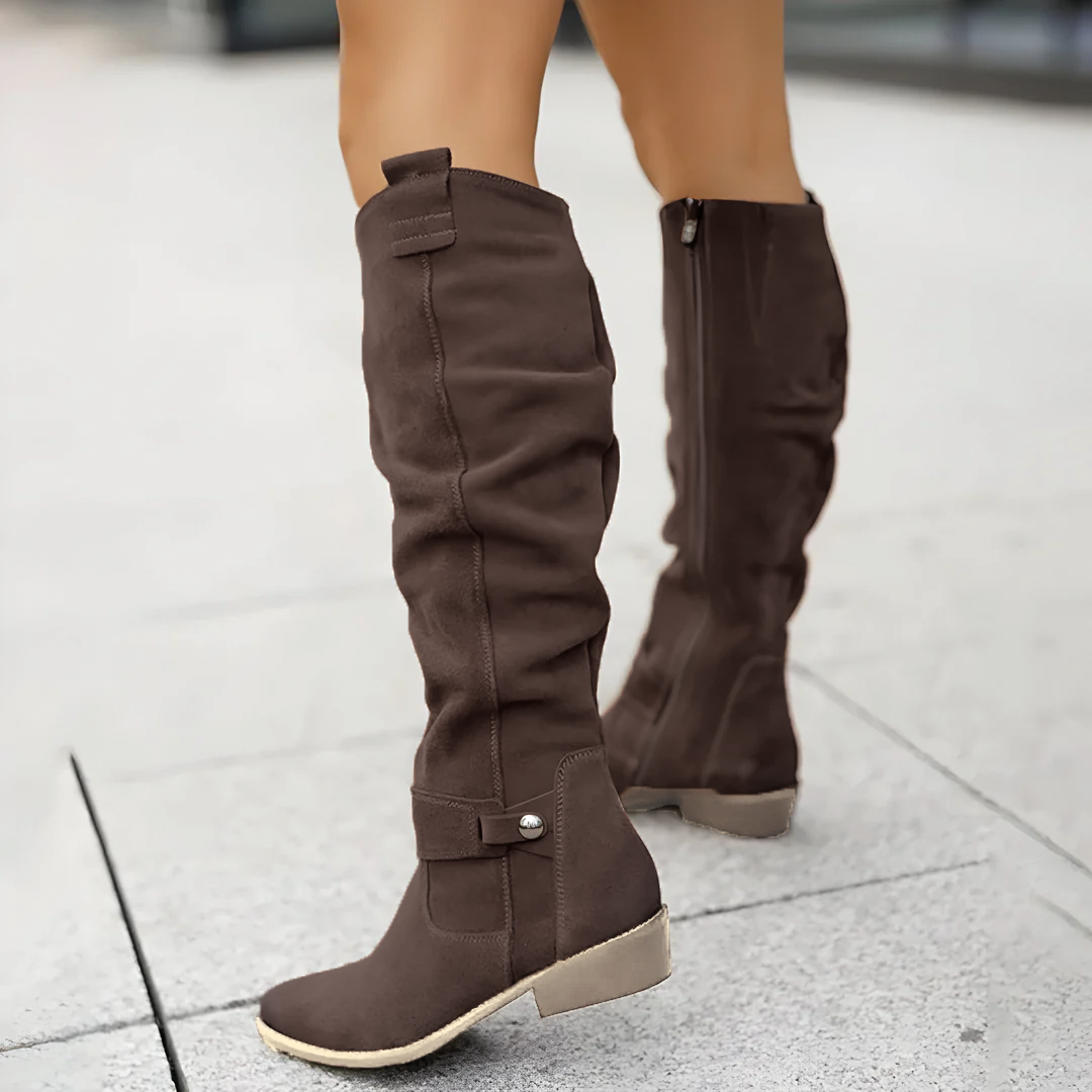 Laura | Relaxed Slouchy Knee High Boots with Block Heel