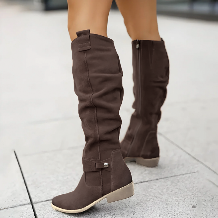 Laura | Relaxed Slouchy Knee High Boots with Block Heel