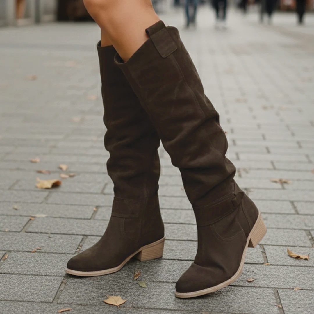 Laura | Relaxed Slouchy Knee High Boots with Block Heel