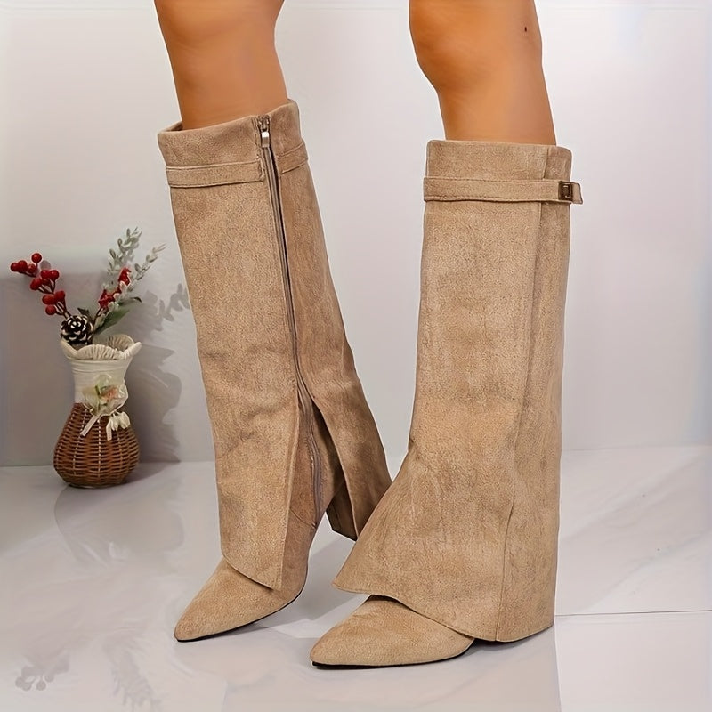 Lauren | Cozy Fold Cuff Knee High Block Heel Boots