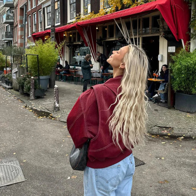 Lauren | Elegant Oversized Bomber Jacket with Ribbed Cuffs